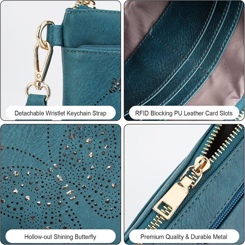 KITEVIUN Wristlet Wallets Clutch Purses for Women, Slim RFID Blocking Cell Phone Wallet Purse with Credit Card Holder - Image 4